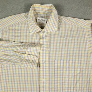 Maus & Hoffman Shirt Mens Large Blue Yellow Plaid Button Up Long Sleeve